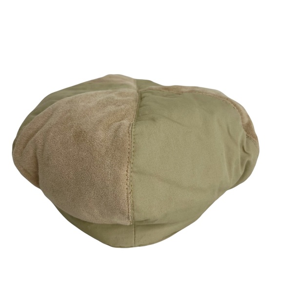 VTG 6 Panel Baker Boy / Newsboy Cap | Khaki Cotton & Faux Suede | Unisex Hat - Picture 2 of 6